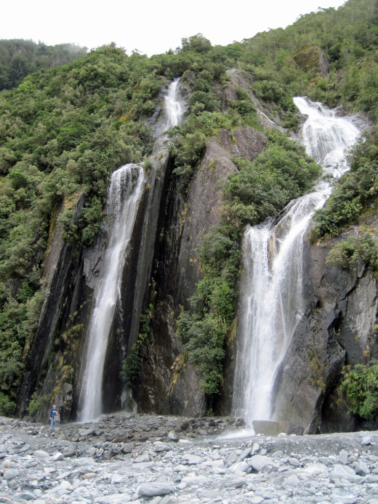 Some "little waterfalls" at Franz Josef. Can you find the people?