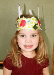 Our Lucia models her wreath.