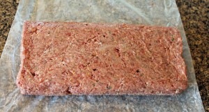 The meat "loaf" ready to cook.