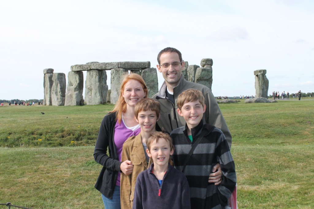 The author's family stands in front of Stonehenge