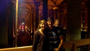 The author and his family in an underground vaulted cavern